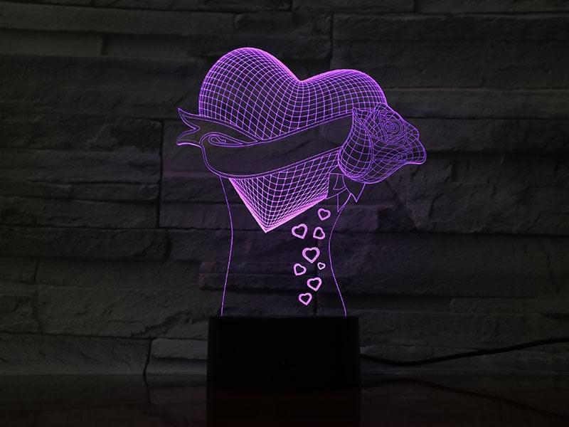 3D Visual Bulb Optical Illusion Colorful LED Lamp Touch Romantic Holiday Night Light Love Heart Wedding Valentine's dropshipping