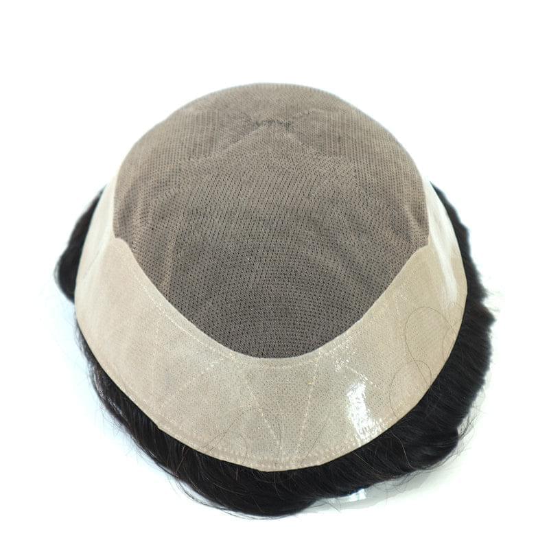 100% human hair toupee ,Mens wig,hair replacement Fine mono lace with Polyskin hair pieces