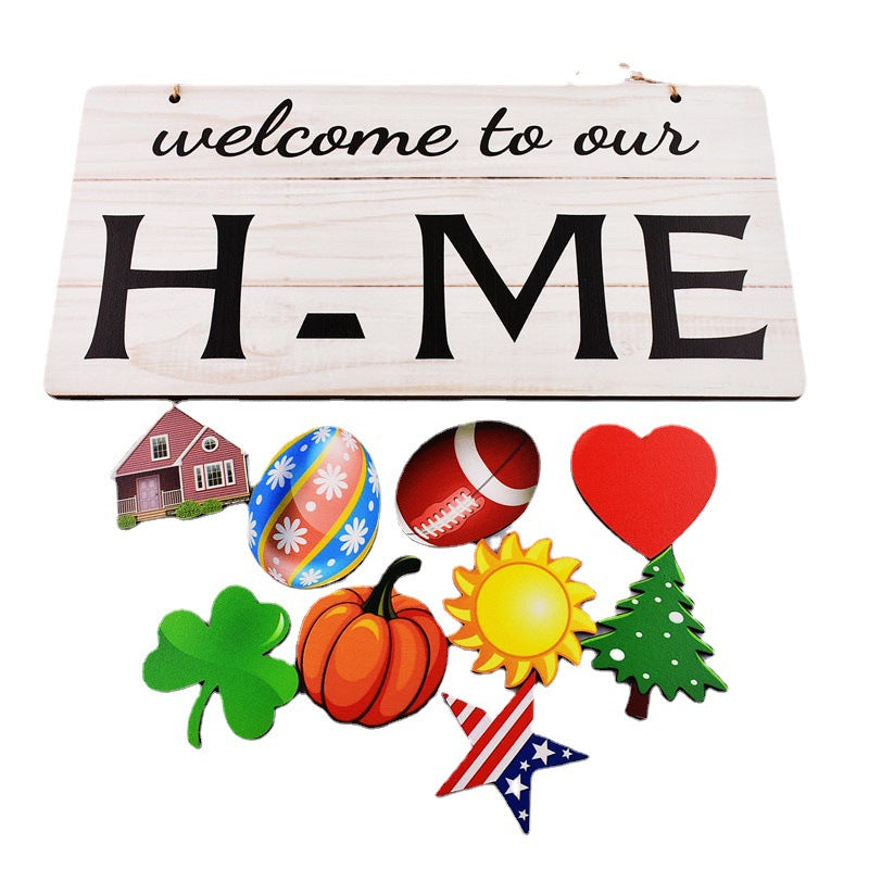 Wooden House Number Easter Porch Home Decoration Ornaments