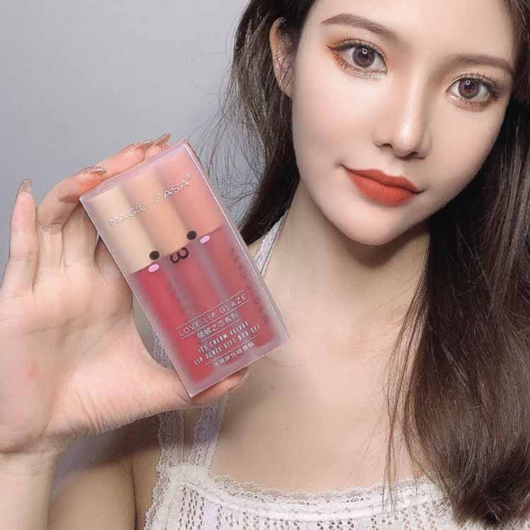 Velvet Matte Lipstick Tube for Student Makeup Lip-Gloss Girl Long Lasting Lip Glaze Cute Lipstick Set