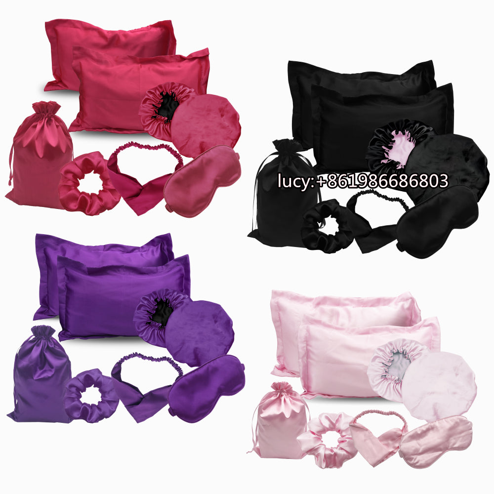 Ready to Ship Stock Cheap Satin Pillow Case Good for Hair and Silk satin pillowcases standard set with silk eye mask