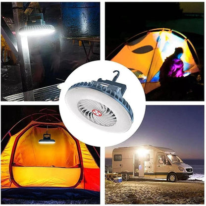 2 IN 1 LED Camping Lantern with Tent Fan - USB Rechargeable