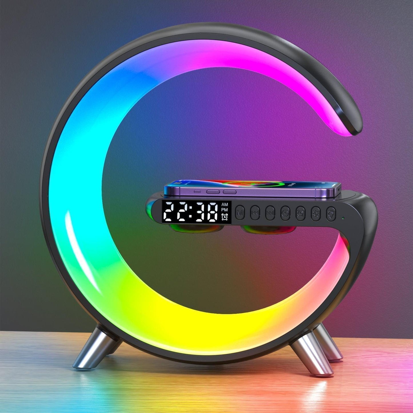 15W Alarm Clock Bluetooth Speaker Wireless Charger LED Digital With App Control For iphone 14 13 12 11 Pro