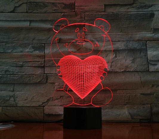 3D Visual Bulb Optical Illusion Colorful LED Lamp Touch Romantic Holiday Night Light Love Heart Wedding Valentine's dropshipping