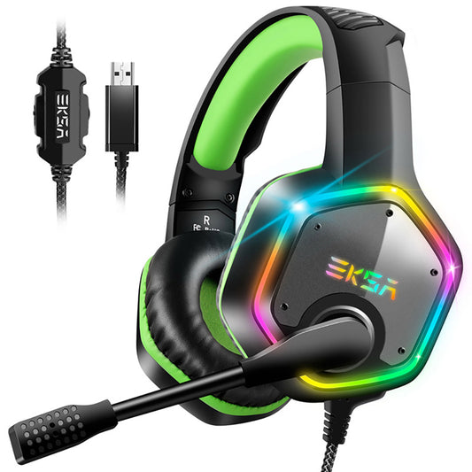 7.1 Surround Sound Gaming Headset with Noise Canceling Mic & RGB Light - USB Plugged-In
