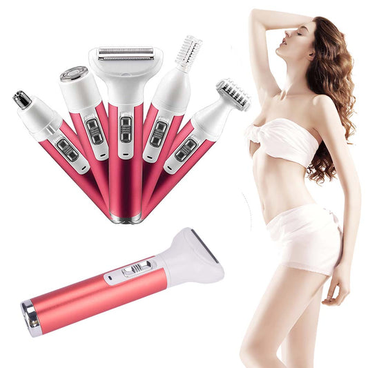 5 In 1 Women Hair Removal Electric Shaver Lady Razor For Legs Bikini Facial Nose Ears Eyebrows Electric Hair Remover
