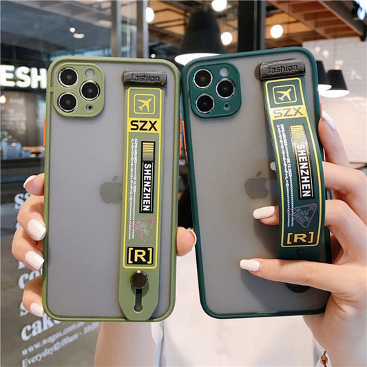 Air Ticket Camera Protection Matte Phone Case With Wrist Strap Holder for iPhone 13 12 11 Pro Max XR X XS Max SE 7 8 Cases